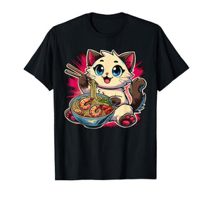 Siamese Cat Eating Ramen T-Shirt