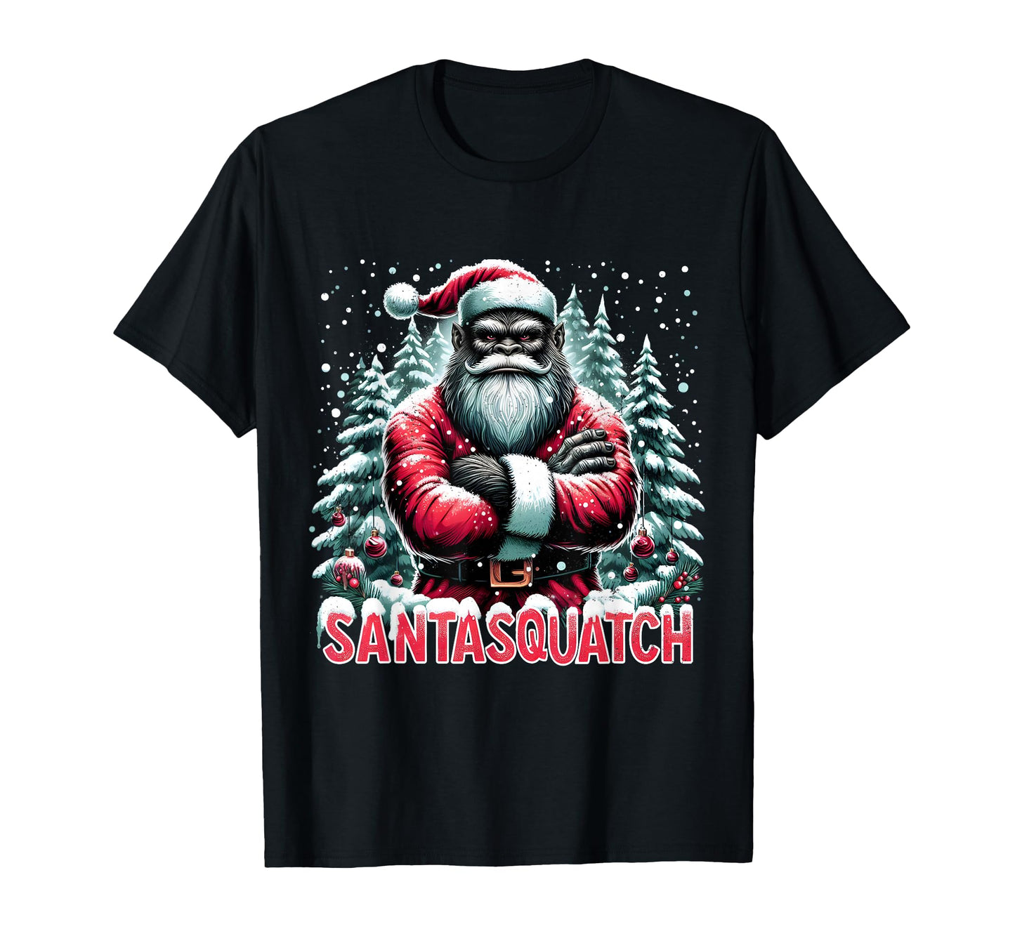 Santasquatch Funny Bigfoot Santa Christmas Art T-Shirt