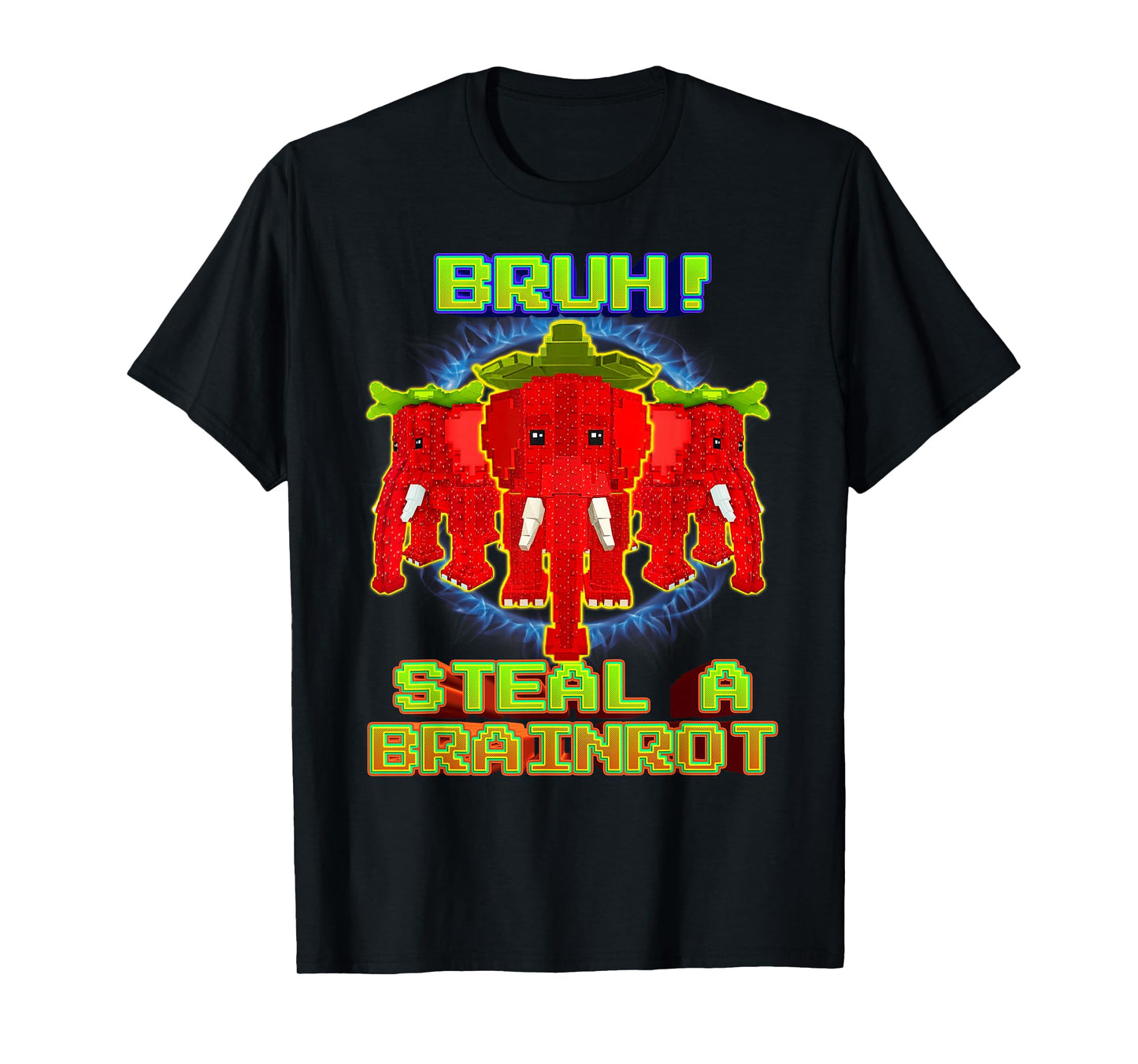 Bruh Funny Strawberry Elephant Brainrot for Boys Kids Teens T-Shirt