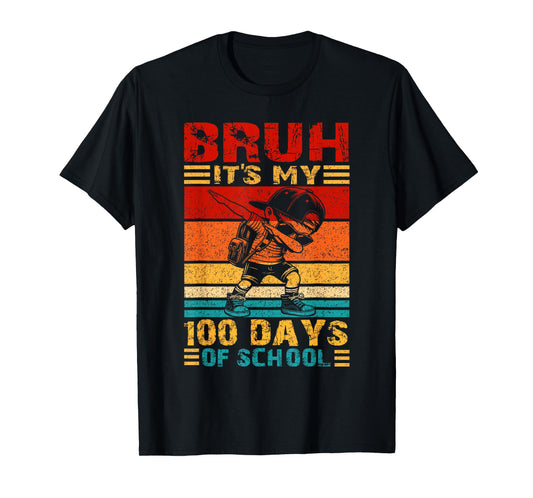 Bruh It's My 100th Day of School Dabbing Boys Kids 100 Days T-Shirt