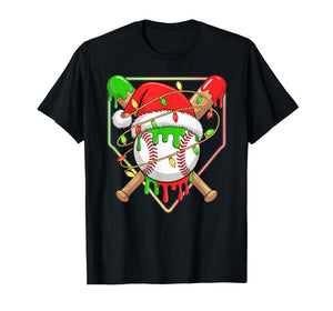 Baseball Christmas Tree Light Xmas Baseball Boys Kids T-Shirt