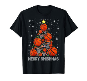 Merry Swishmas Basketball Christmas Tree Xmas Men Boys Kids T-Shirt