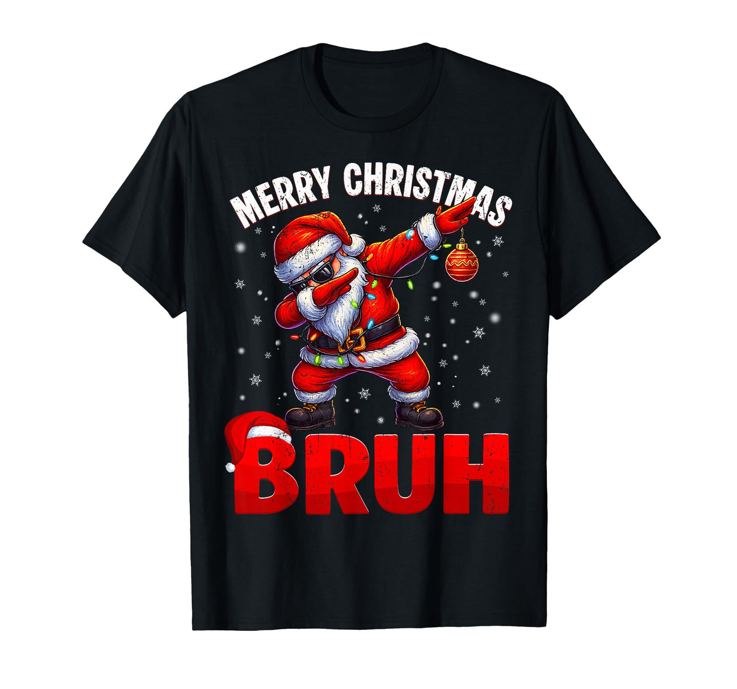 Merry Christmas Bruh Funny Santa Christmas PJs Men Boys Kids T-Shirt