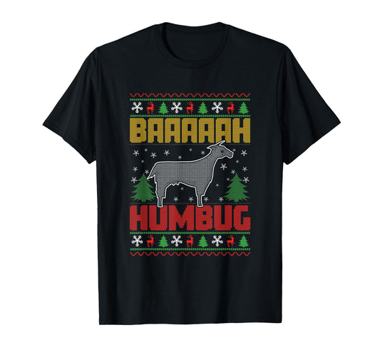 Bah Humbug Goat Lover Farm Animals Ugly Christmas Goat T-Shirt