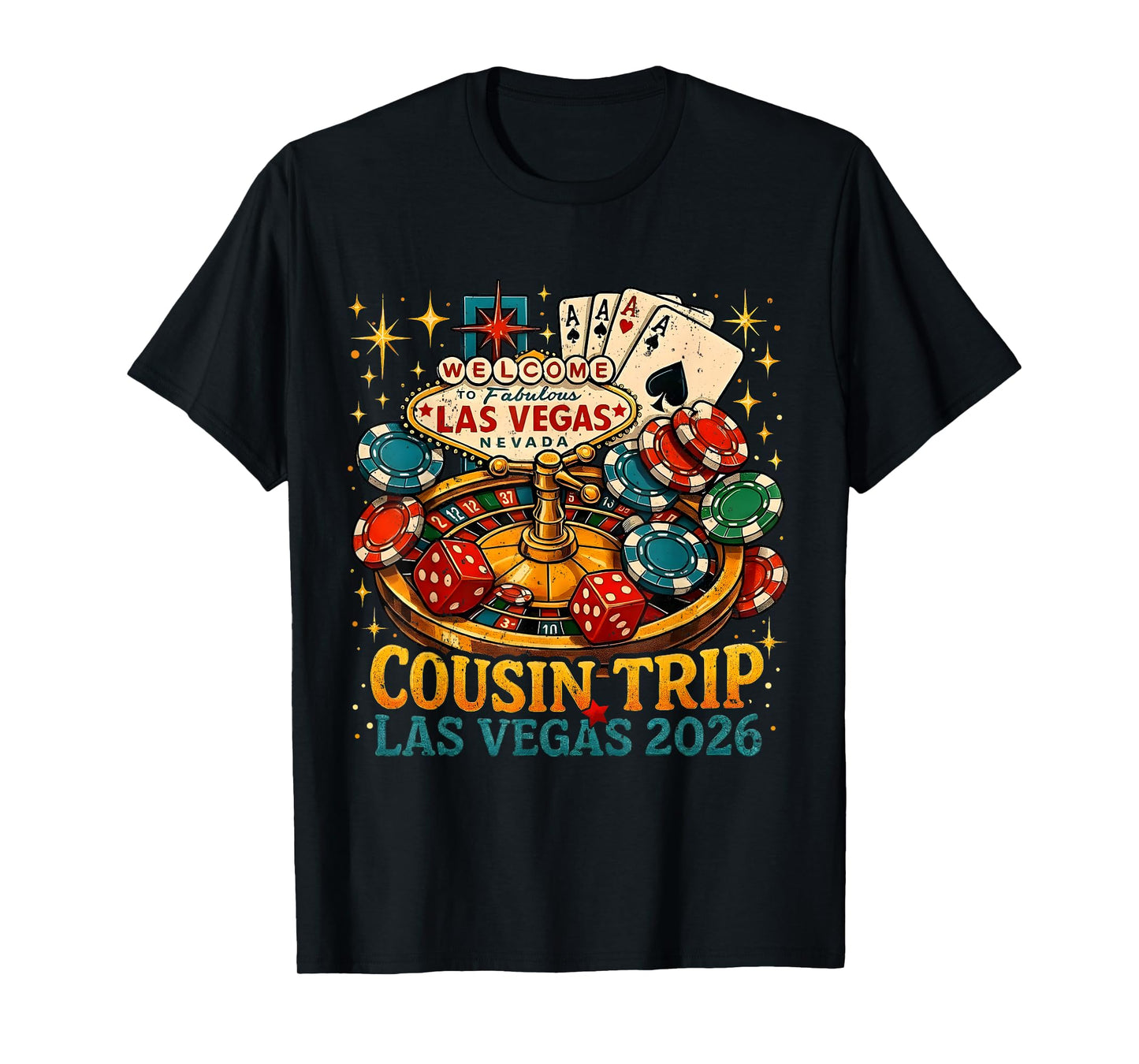 Cousin Trip Las Vegas 2026 Family Matching Retro Vacation T-Shirt