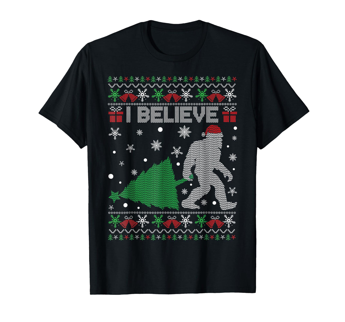 I Believe Big Foot Sasquatch Christmas T-Shirt