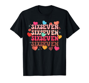 Cute Hearts 67 Meme Six Seven Gen Alpha Slang 6 7 Girl Women T-Shirt
