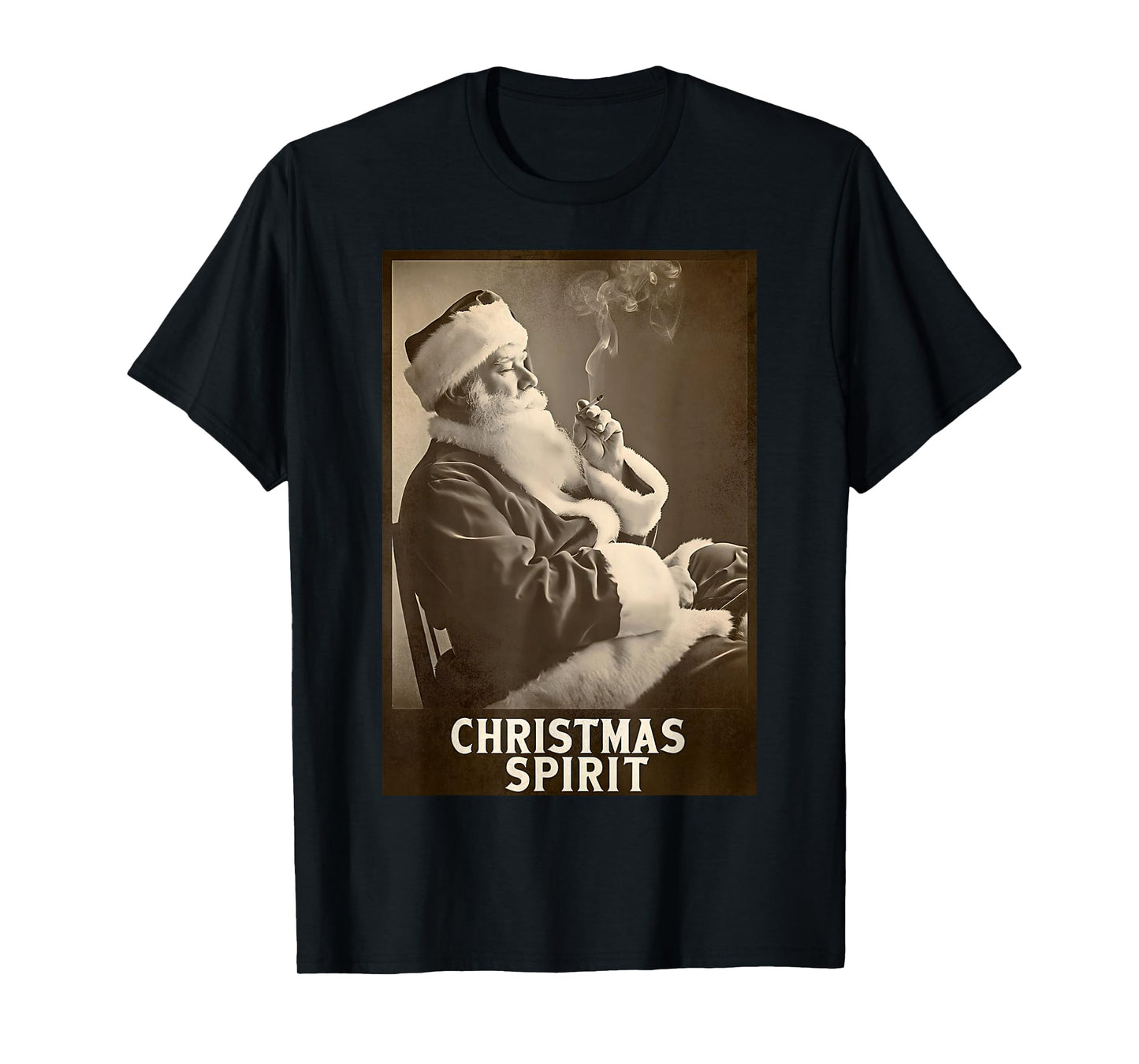 Vintage Funny Smoking Santa Claus Christmas Spirit Holiday T-Shirt