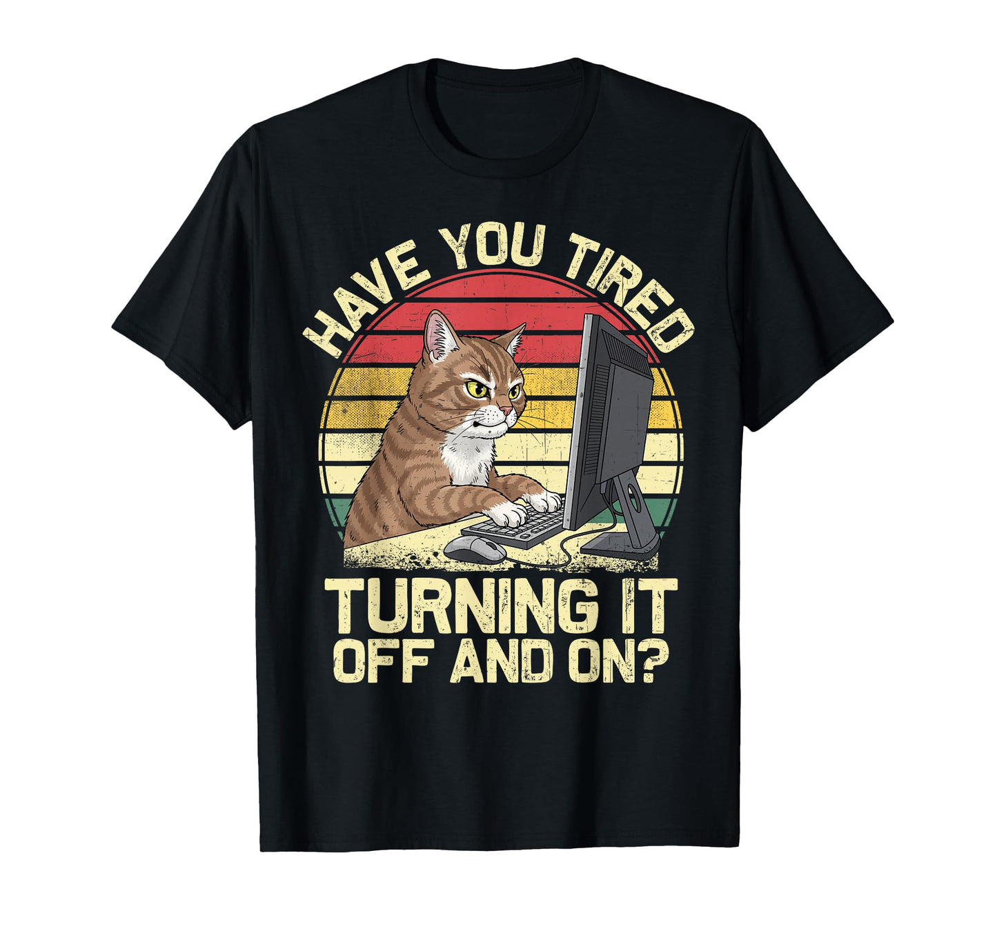 Cat Tech Engineer Support Humor Tech Computer IT Guy T-Shirt