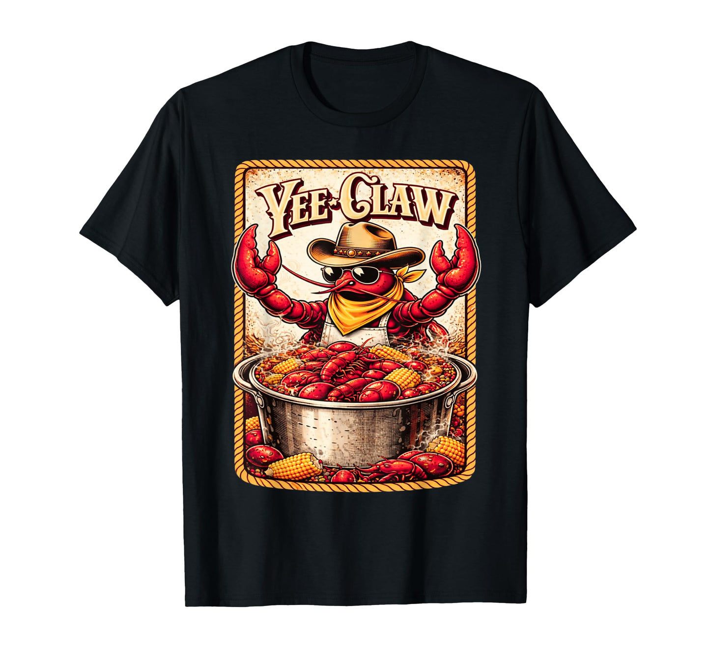 Yee Claw Funny Vintage Crawfish Boil Cajun Seafood Festival T-Shirt