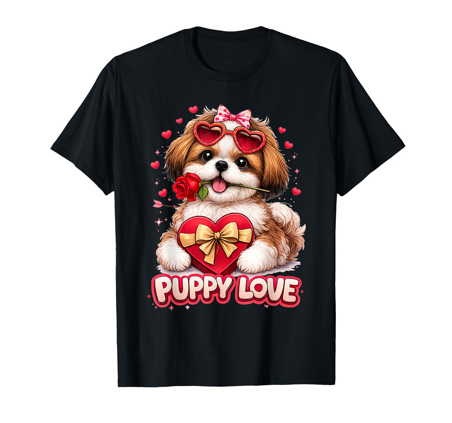 Valentine Shih Tzu Dog Cute Puppy Romance T-Shirt