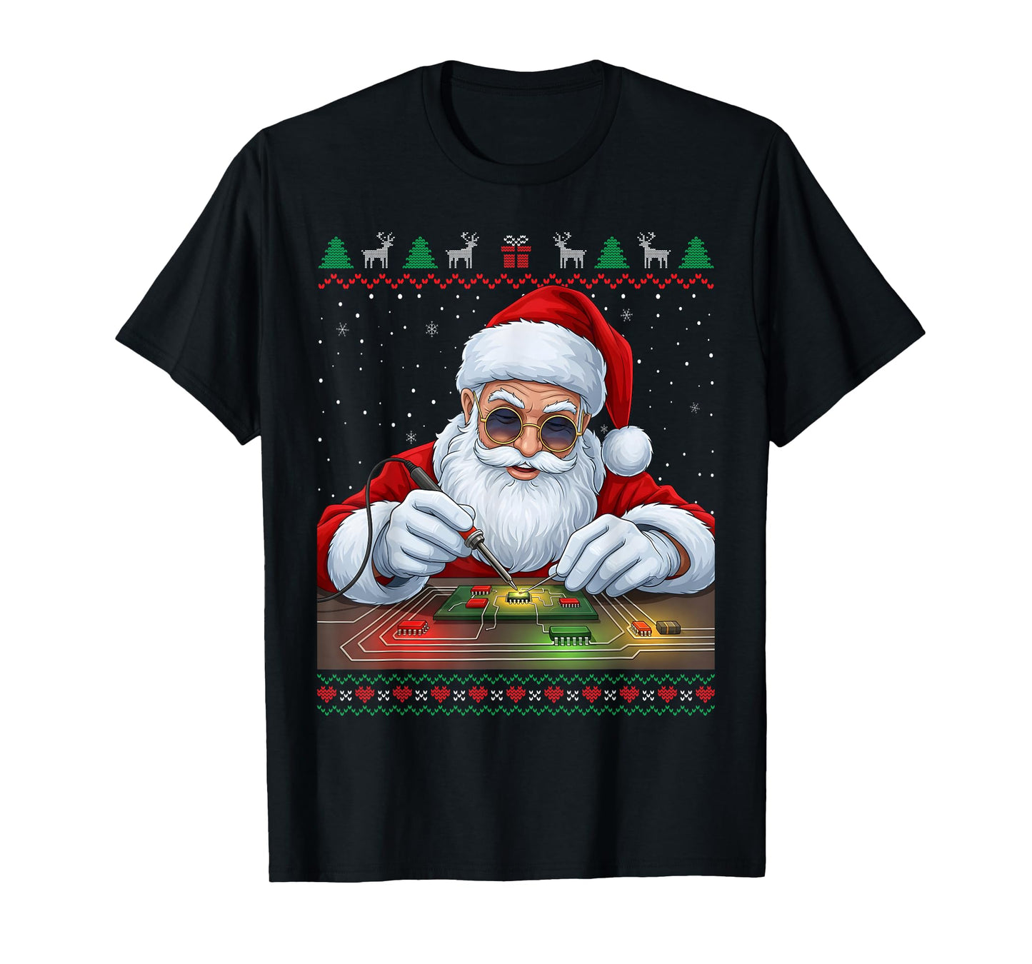 Santa Claus Soldering Circuit Board Christmas T-Shirt