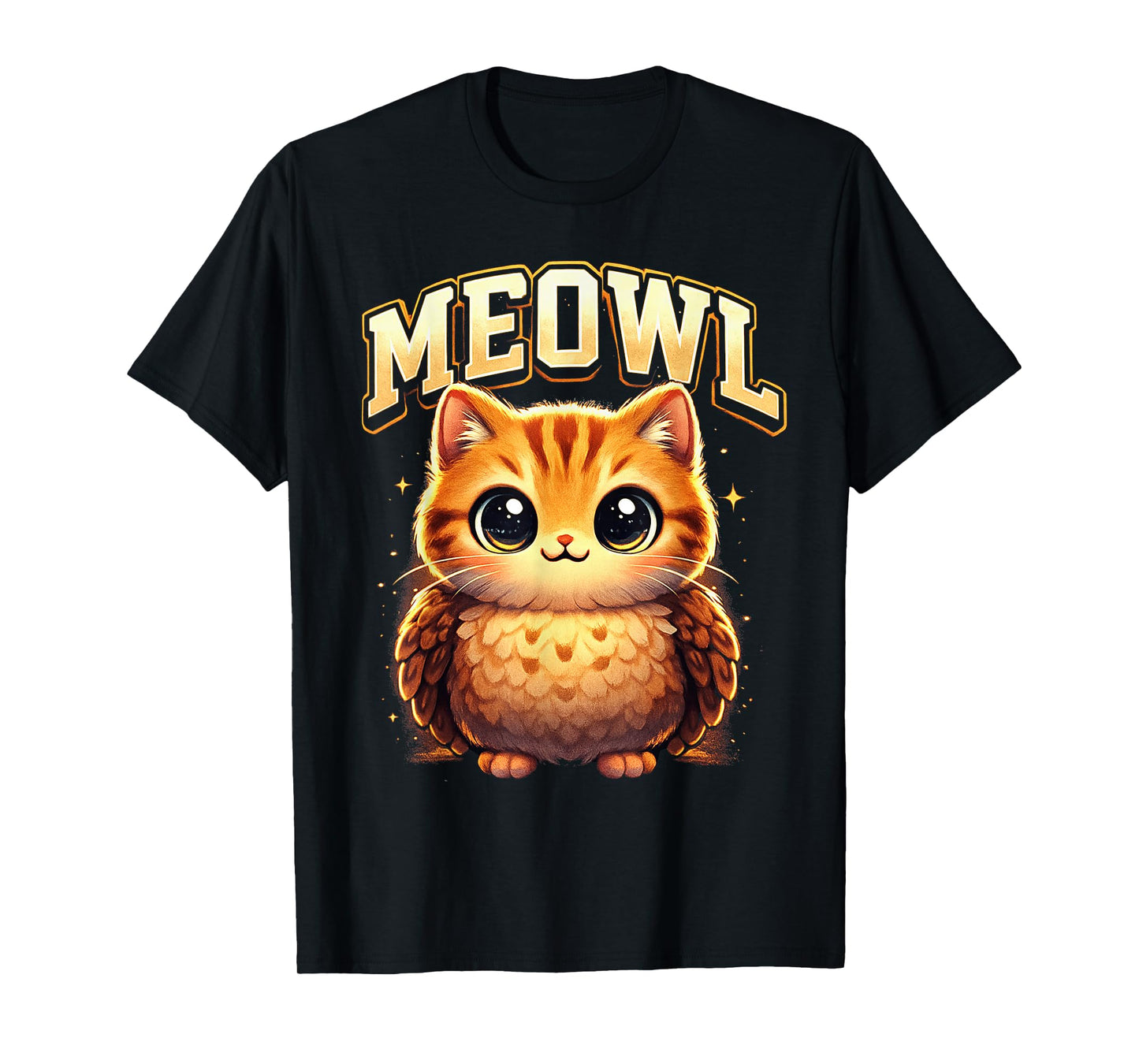 Meowl Funny Meow Cat Owl Brainrot Meme Teen Kids T-Shirt