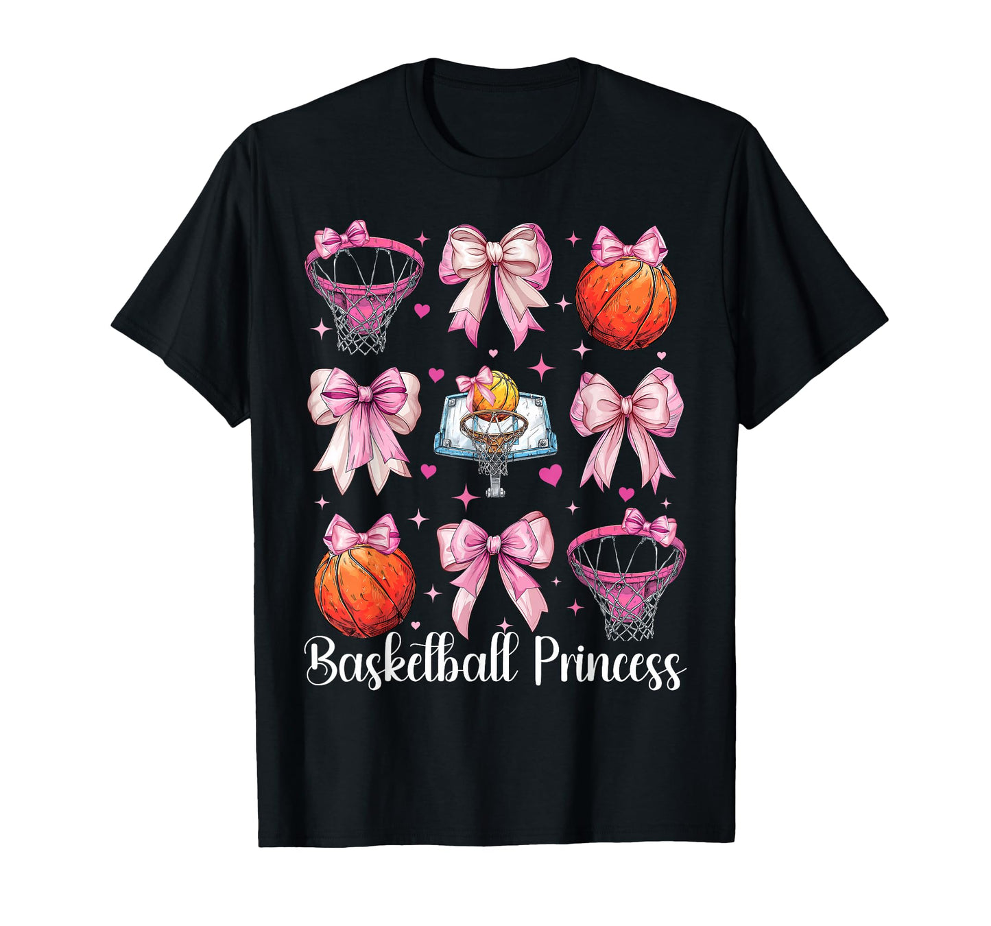 Basketball Princess Basketball Girl Pink Coquette Bow T-Shirt