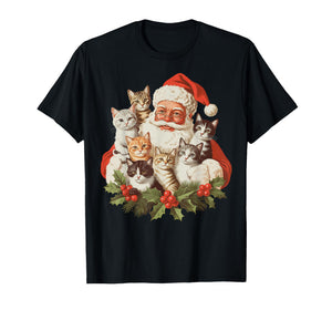 Santa Claus and Kittens Cats Christmas T-Shirt