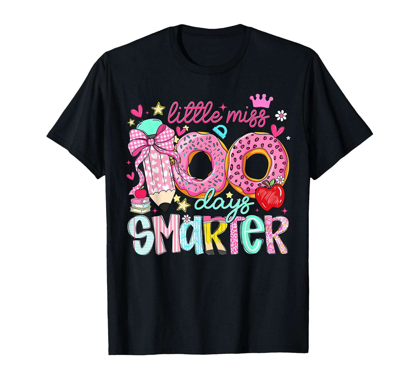Little Miss 100 Days Smarter Kids Girls 100th Day of School T-Shirt