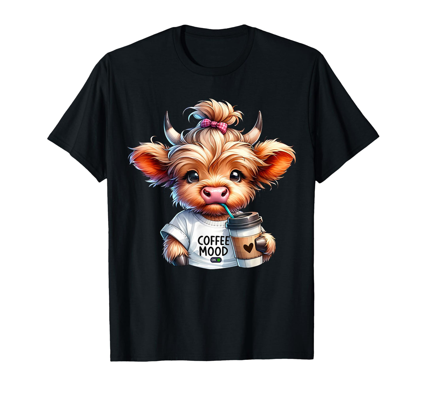Coffee Mood On Highland Cow Coffee Addict Coffee Lover T-Shirt
