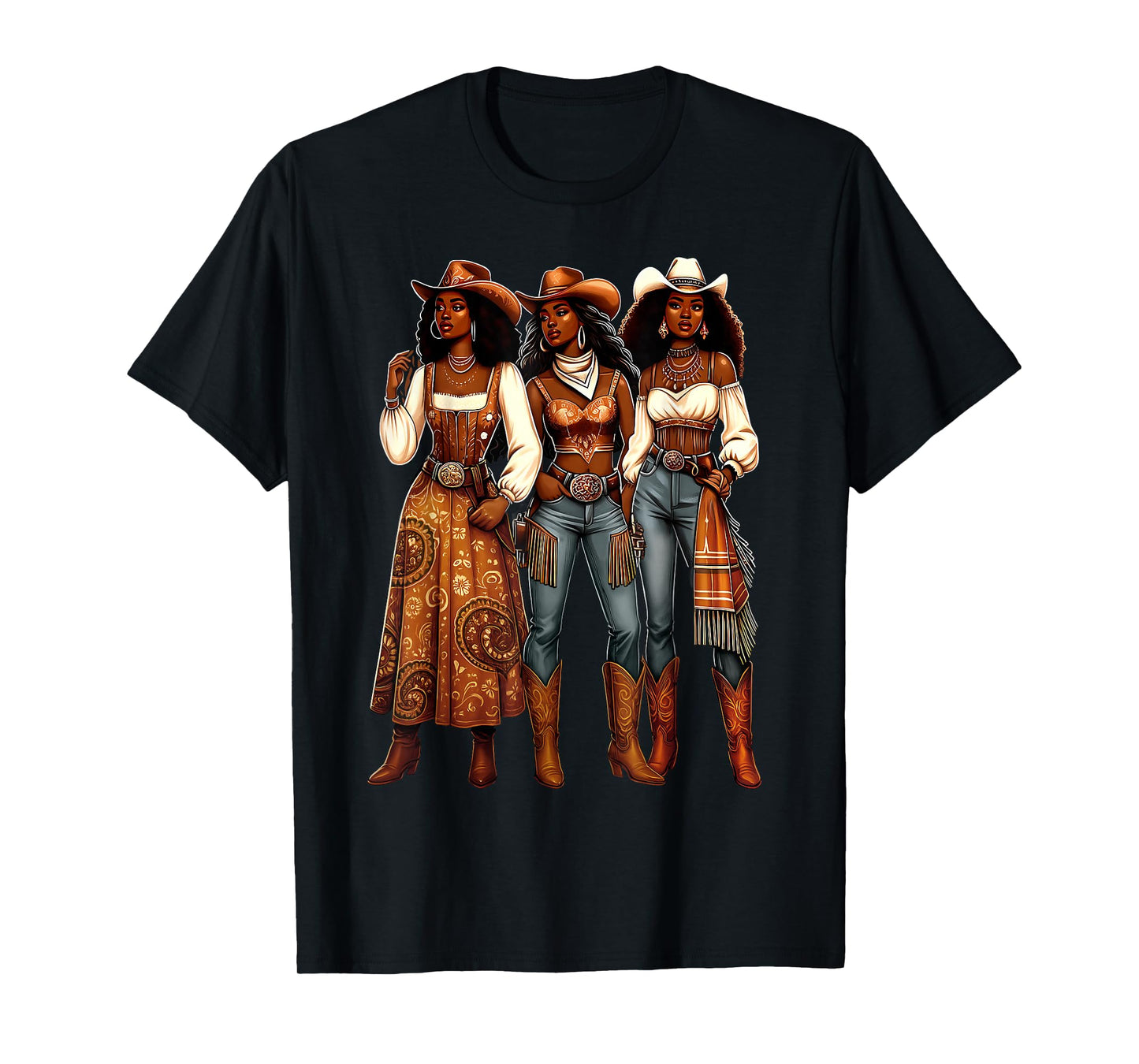 Cowgirl Western Afro Black Women African Black History Month T-Shirt