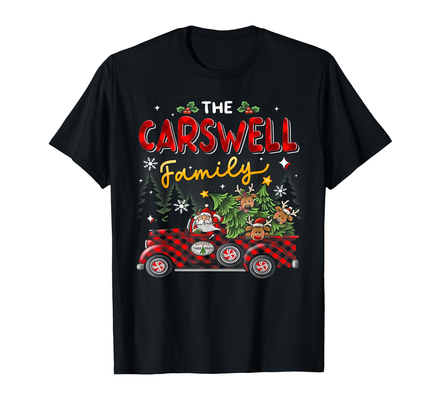 The Carswell Family Christmas Matching Pajamas Group Gift T-Shirt