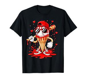 Baseball Ice Cream Drip Street Art Cute Character T-Shirt