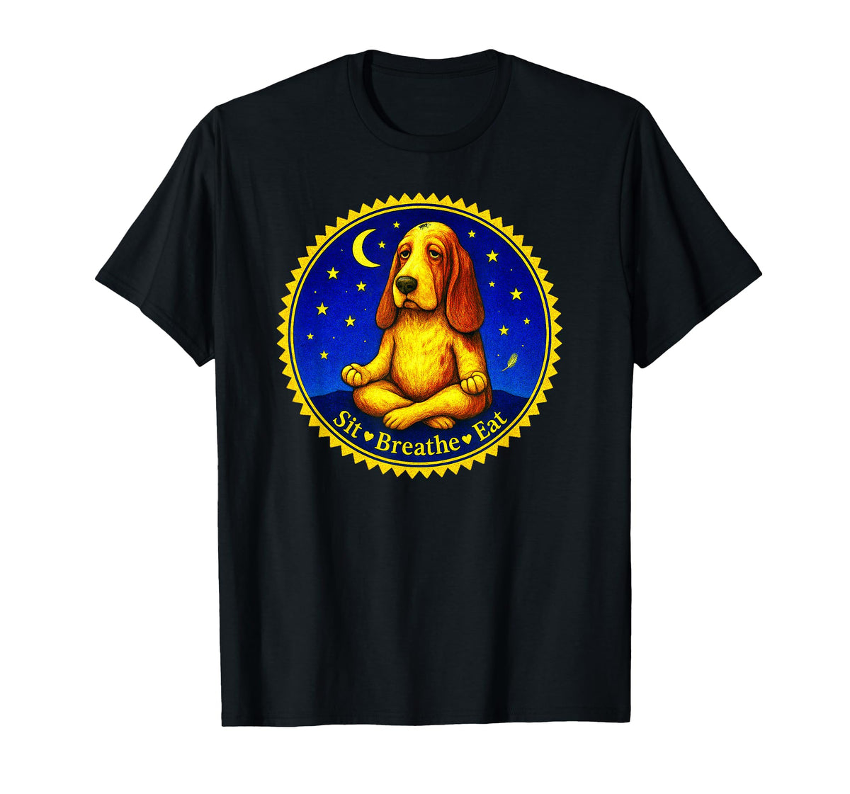 Funny Yoga Dog TEE Zen Dog Meditation Humor Design T-Shirt