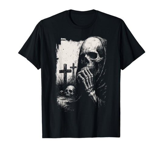 Grim Reaper Skull Deathcore Goth Alt Horror Gothic Aesthetic T-Shirt