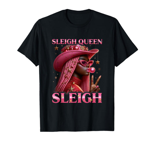 Queen Claus Santa Black Women Christmas Melanin Afro Woman T-Shirt