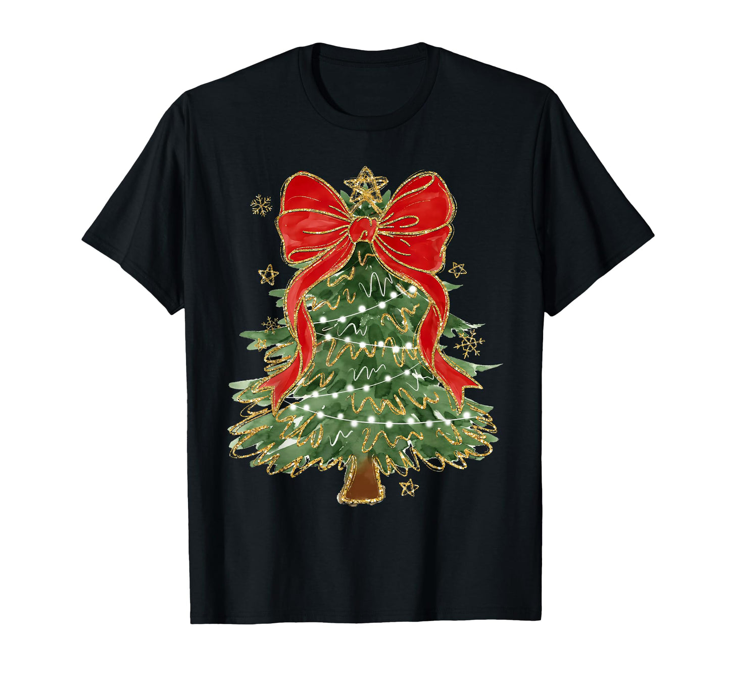 Coquette Bow Christmas Tree Xmas Holiday Girly Outfit Women T-Shirt