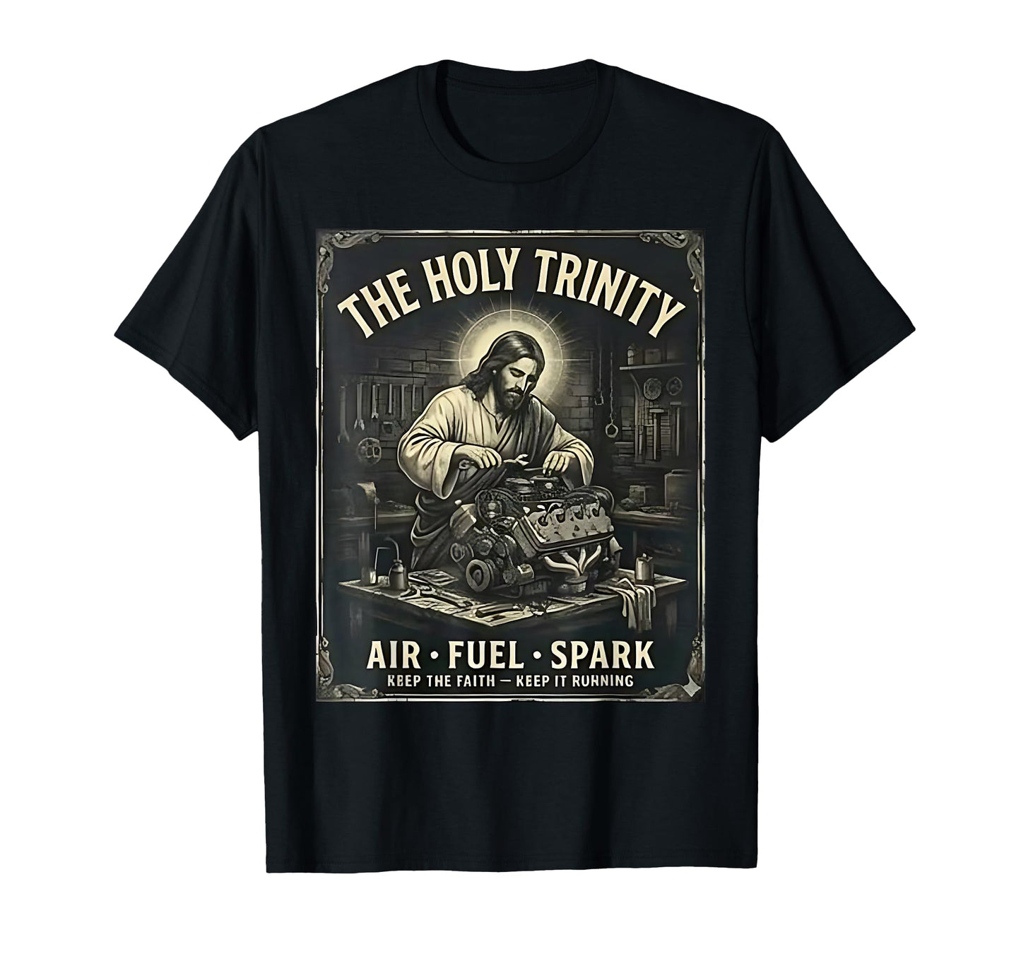 The Holy Trinity Air Fuel Spark Mechanic Funny Car Mechanic T-Shirt