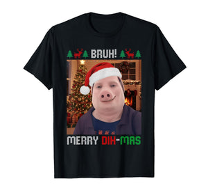 Bruh Merry Dih Mas Funny John Pork Christmas Brainrot Meme T-Shirt
