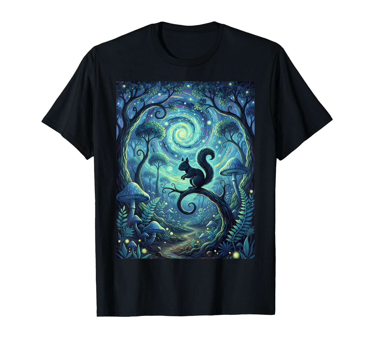 Cute Squirrel Jungle Shirt with Starry Sky Funny Animal Tee T-Shirt