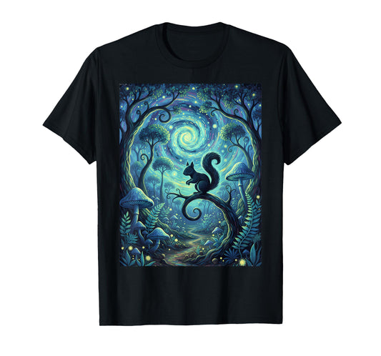 Cute Squirrel Jungle Shirt with Starry Sky Funny Animal Tee T-Shirt