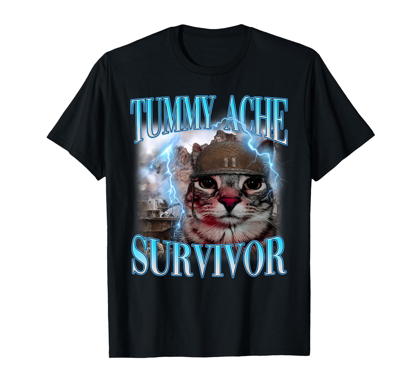 Tummy Ache Survivor Shirt Funny Meme Shirt Funny Cat Humor T-Shirt