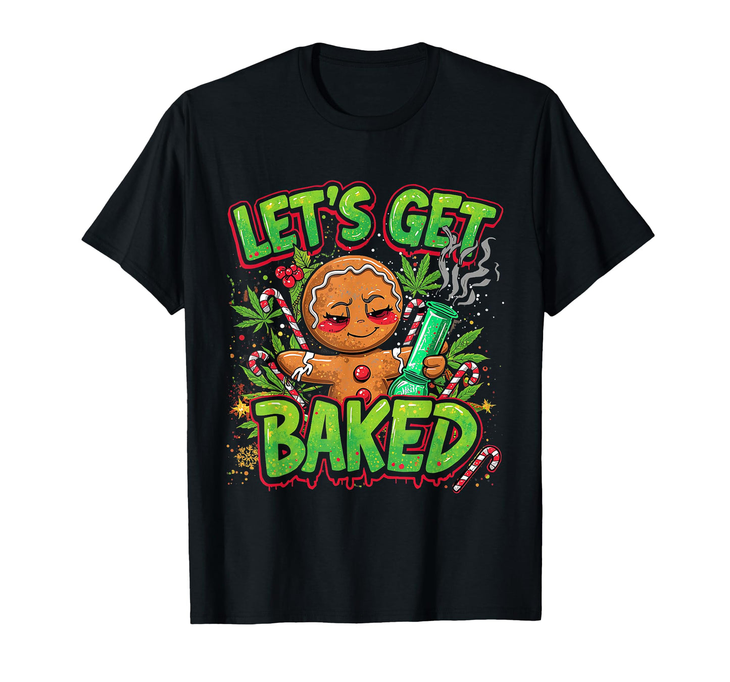 Let’s Get Baked Funny Gingerbread Christmas Design T-Shirt