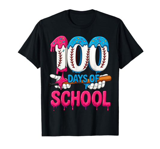 100 Days of School Baseball Ice Cream Teacher Student T-Shirt