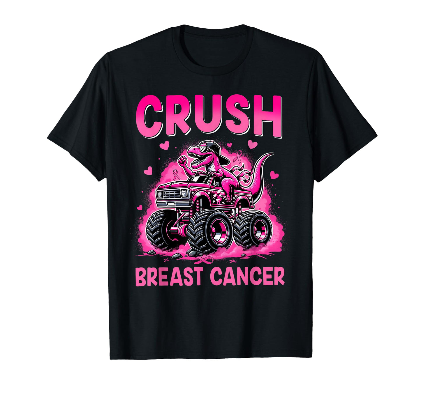 Crush Breast Cancer Awareness Monster Truck Toddler Boy Kids T-Shirt