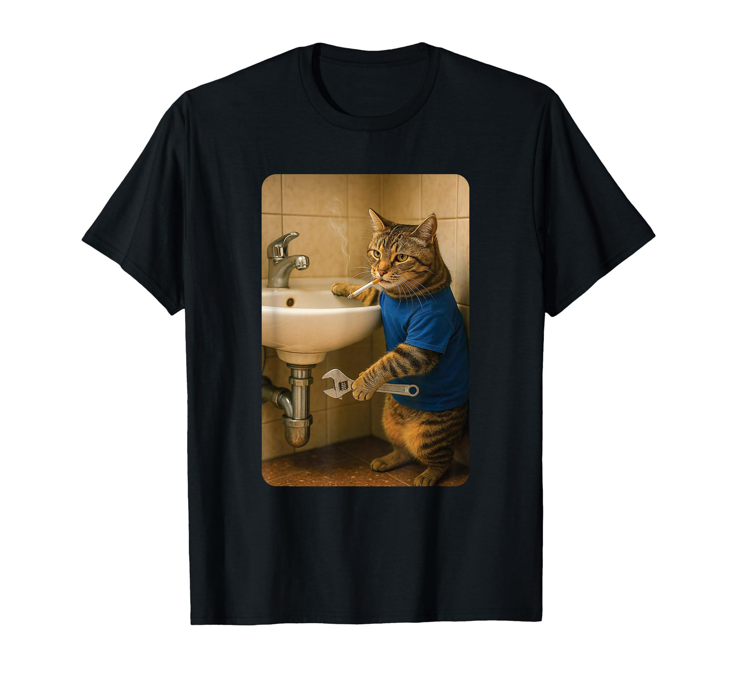 Funny Plumber Cat Meme Handyman Hilarious Cat Joke T-Shirt