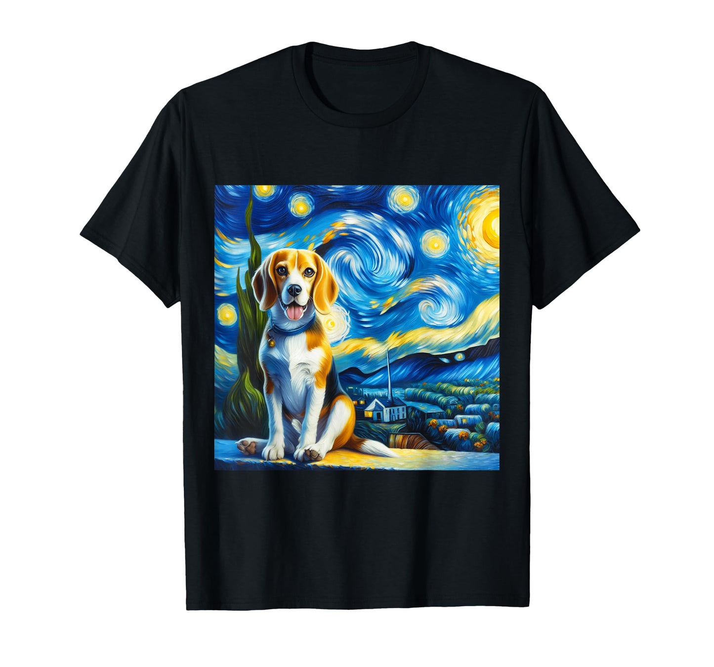 Dog Starry Night Van Gogh Beagle Graphic Beagles Art Apparel T-Shirt