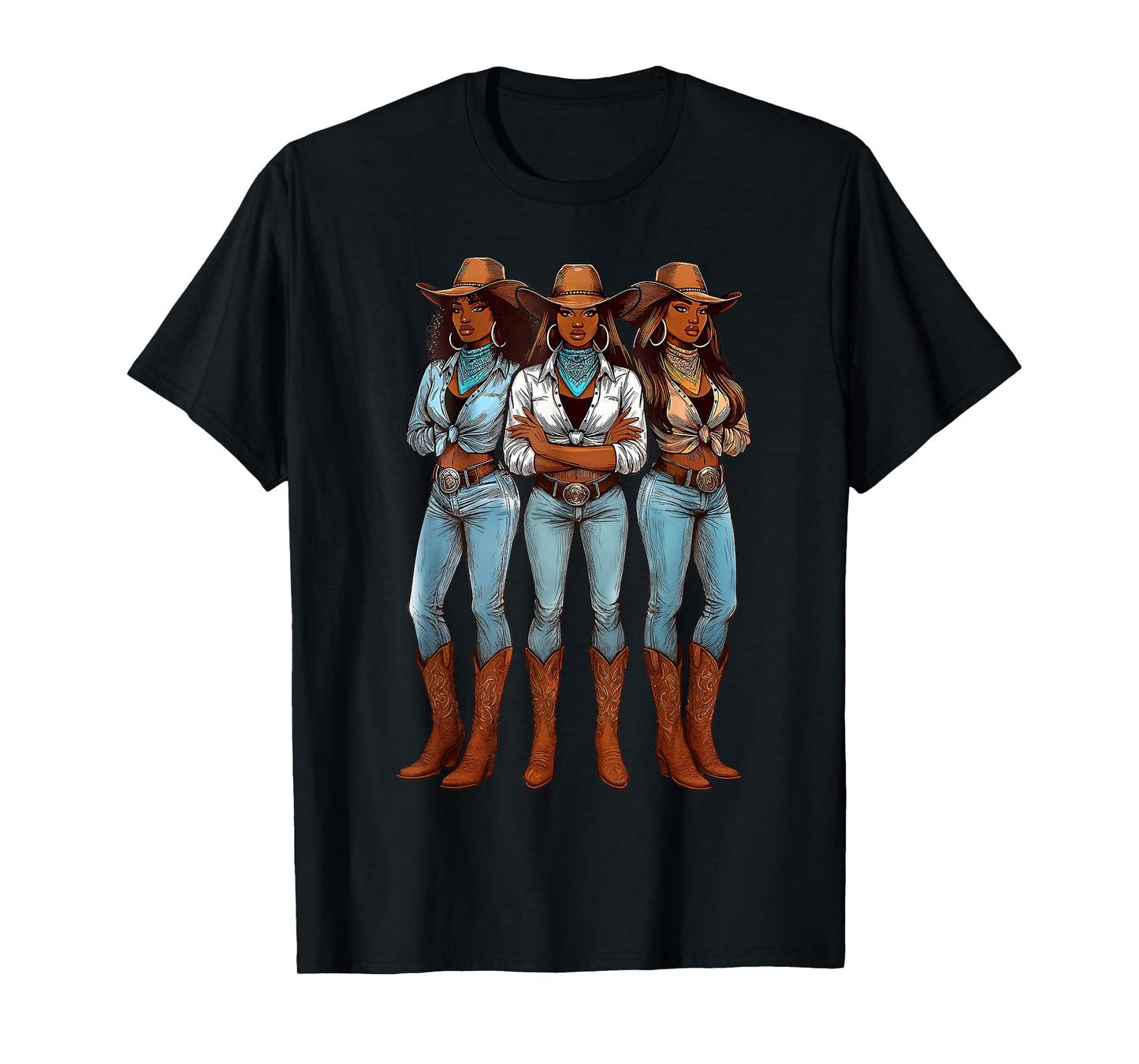 Cowgirl Western Afro Black Women African Black History Month T-Shirt