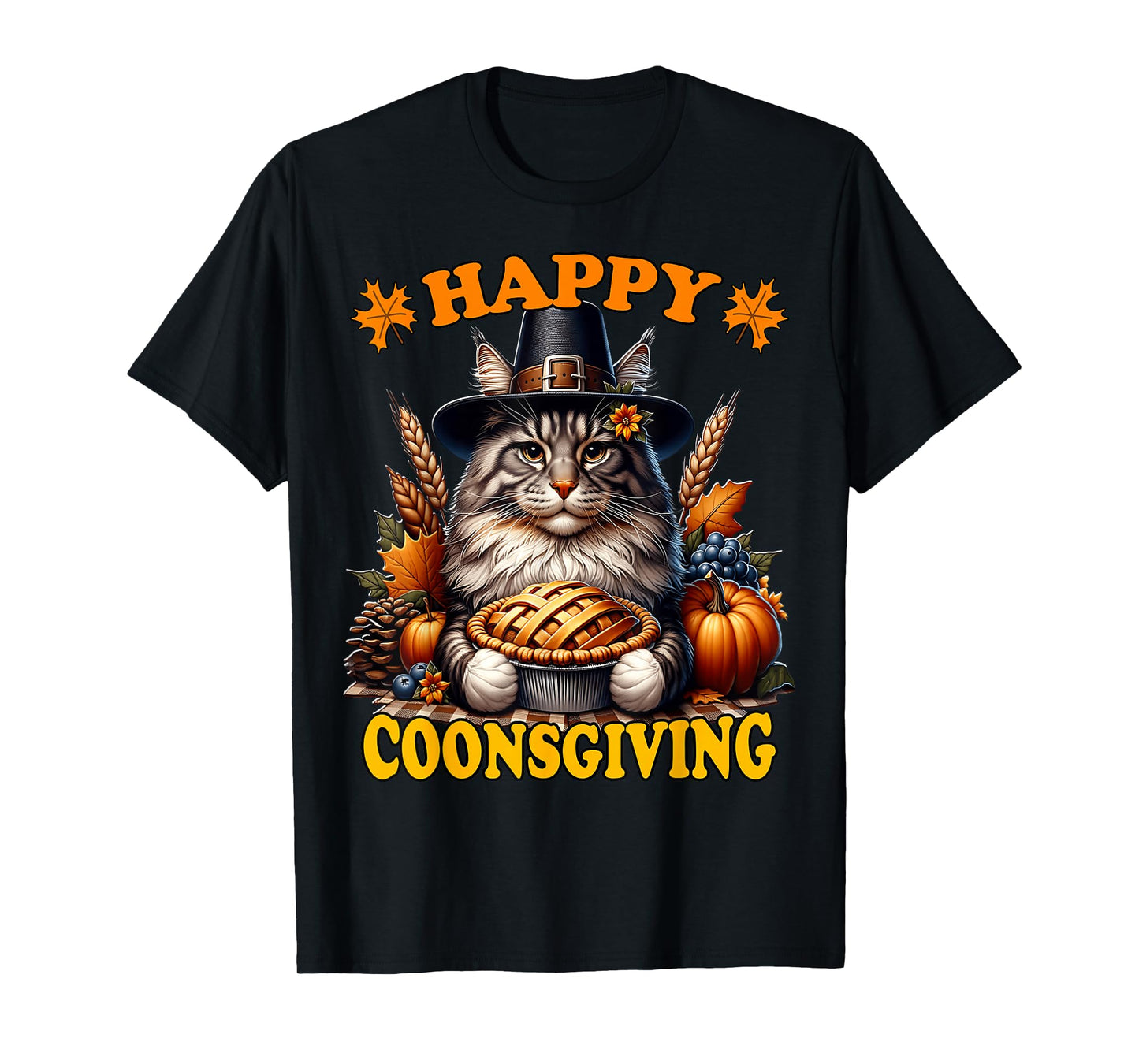 Thanksgiving Maine Coon Cat T-Shirt