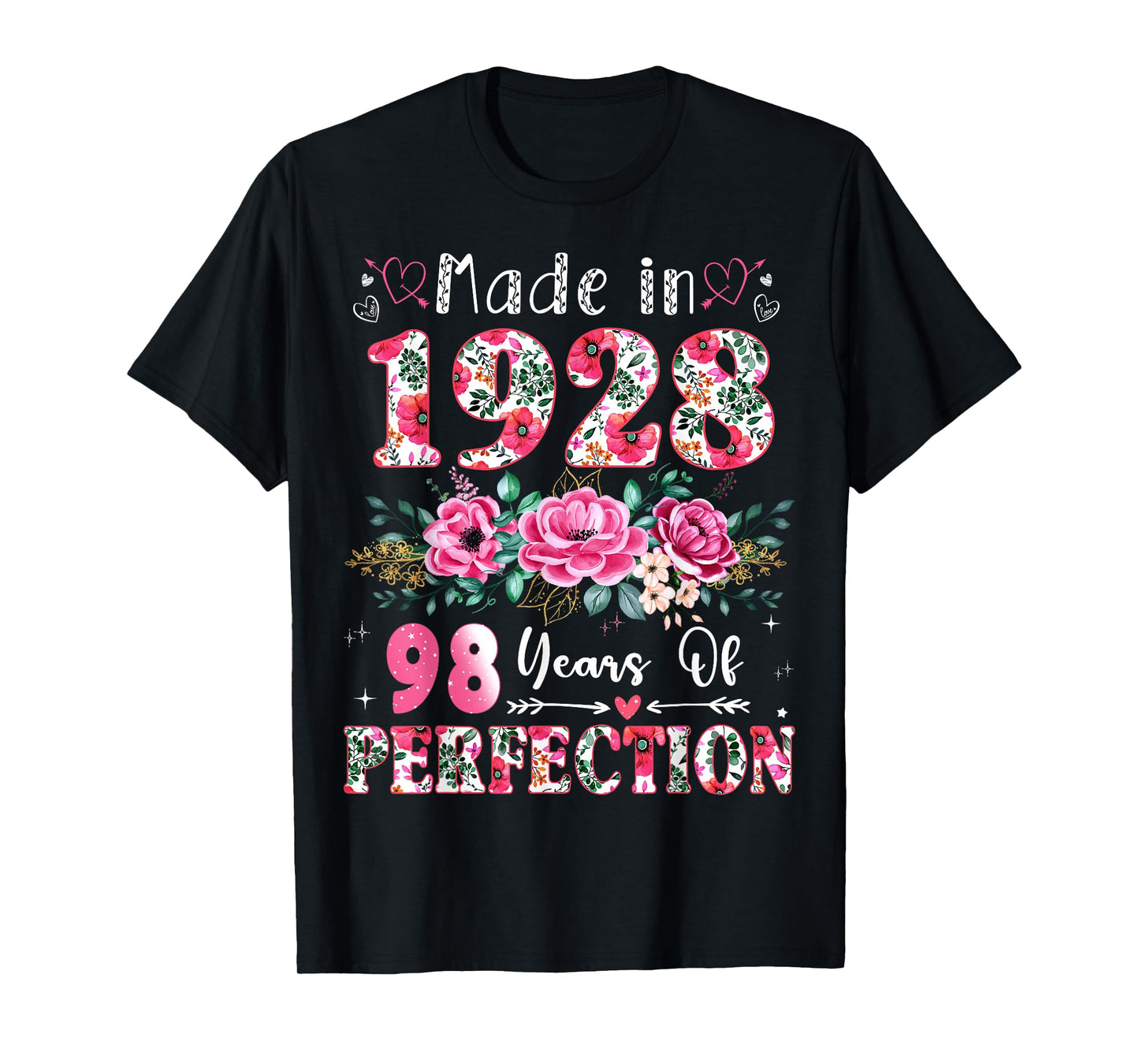 98 Year Old Made in 1928 Floral 98th Birthday Women T-Shirt