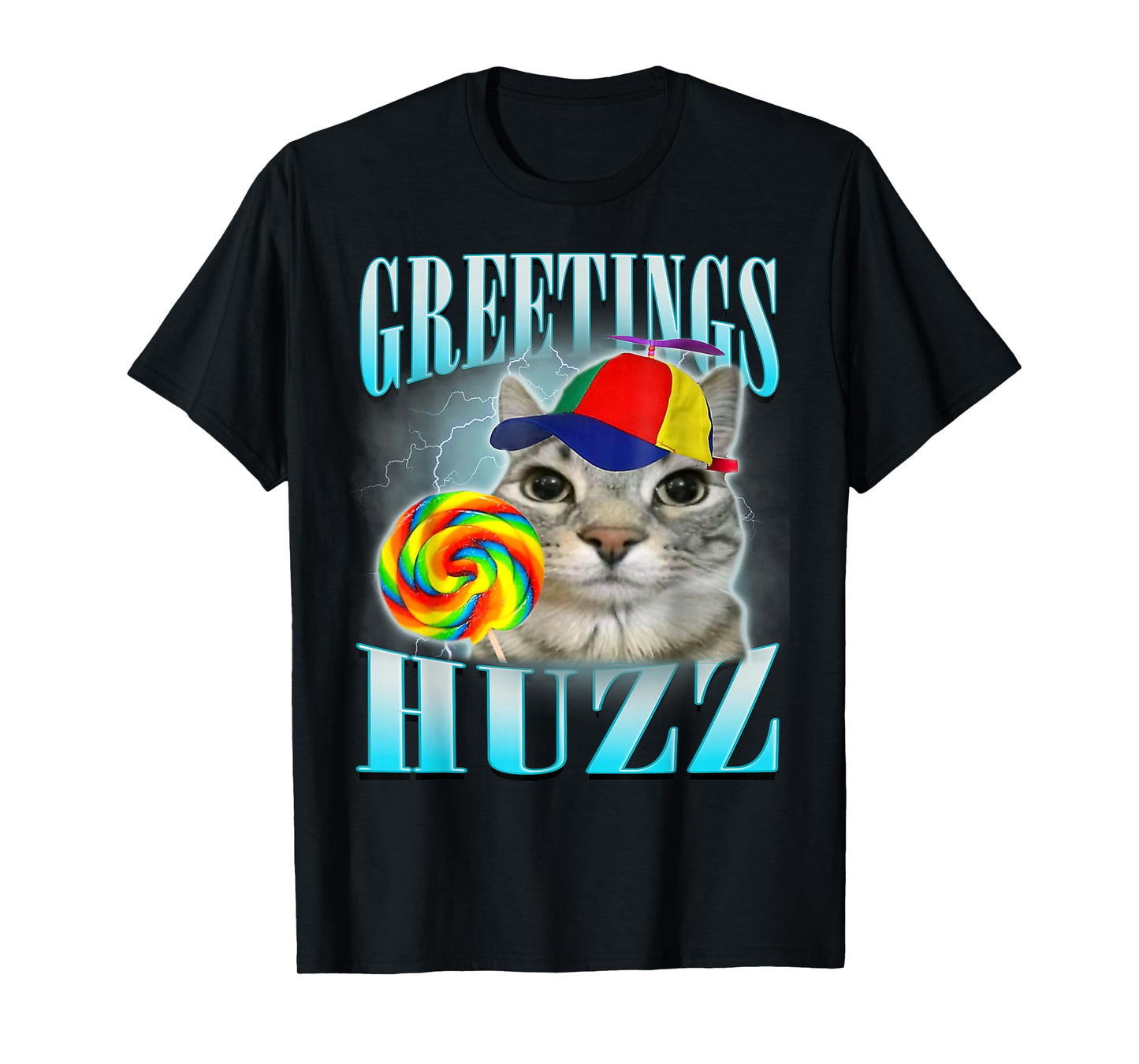 Lollipop Cat Meme Greetings Huzz Funny Silly Cats Humor T-Shirt