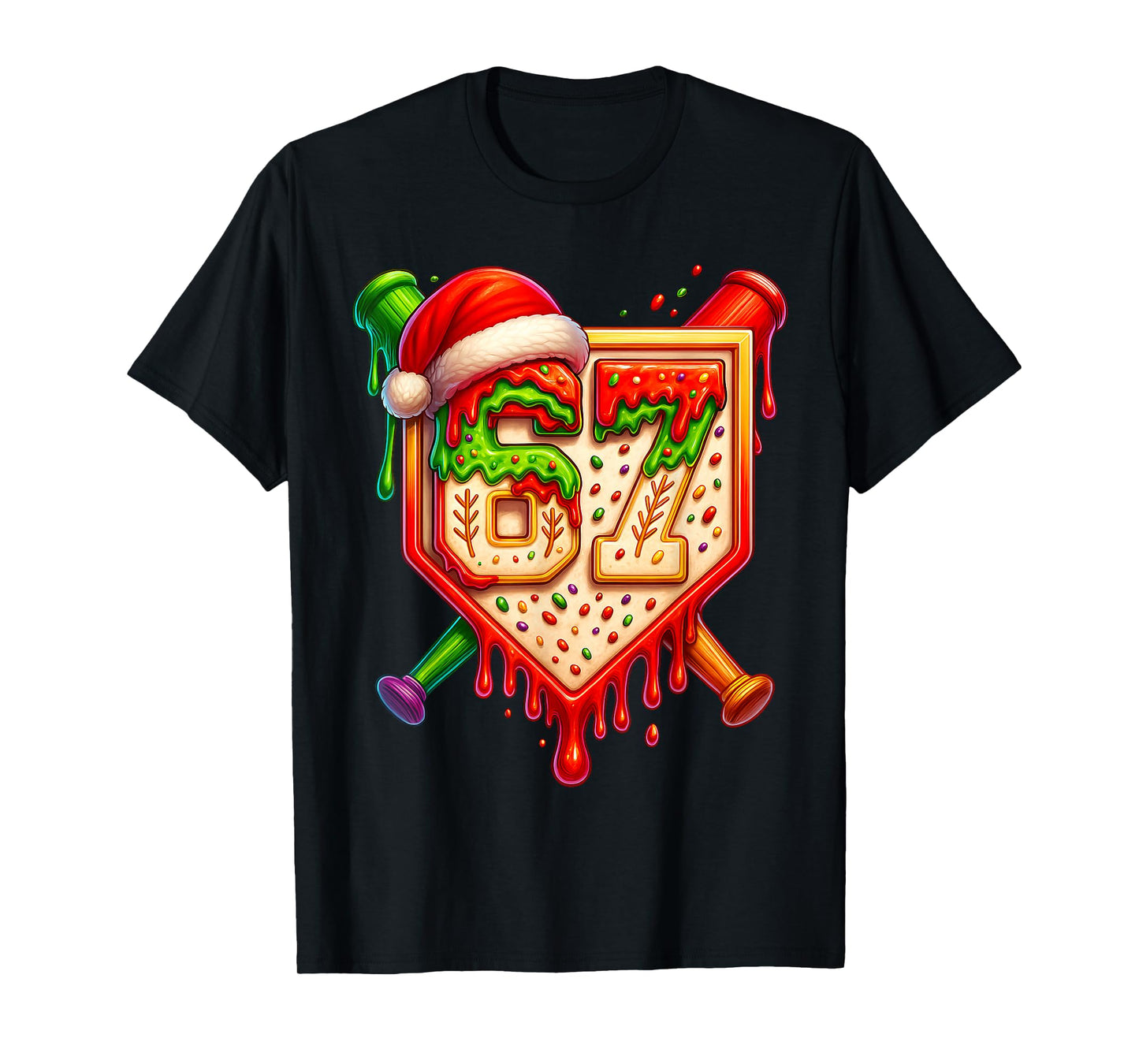 Baseball Ice Cream Drip Number 67 Six Seven Meme Christmas T-Shirt