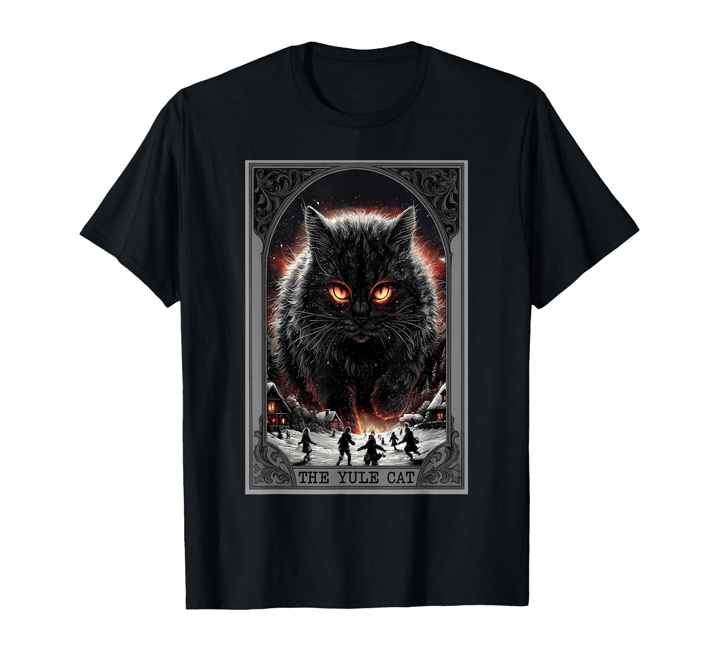 Creepmas Vintage The Yule Cat Tarot Card Dark Christmas T-Shirt