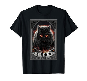 Creepmas Vintage The Yule Cat Tarot Card Dark Christmas T-Shirt