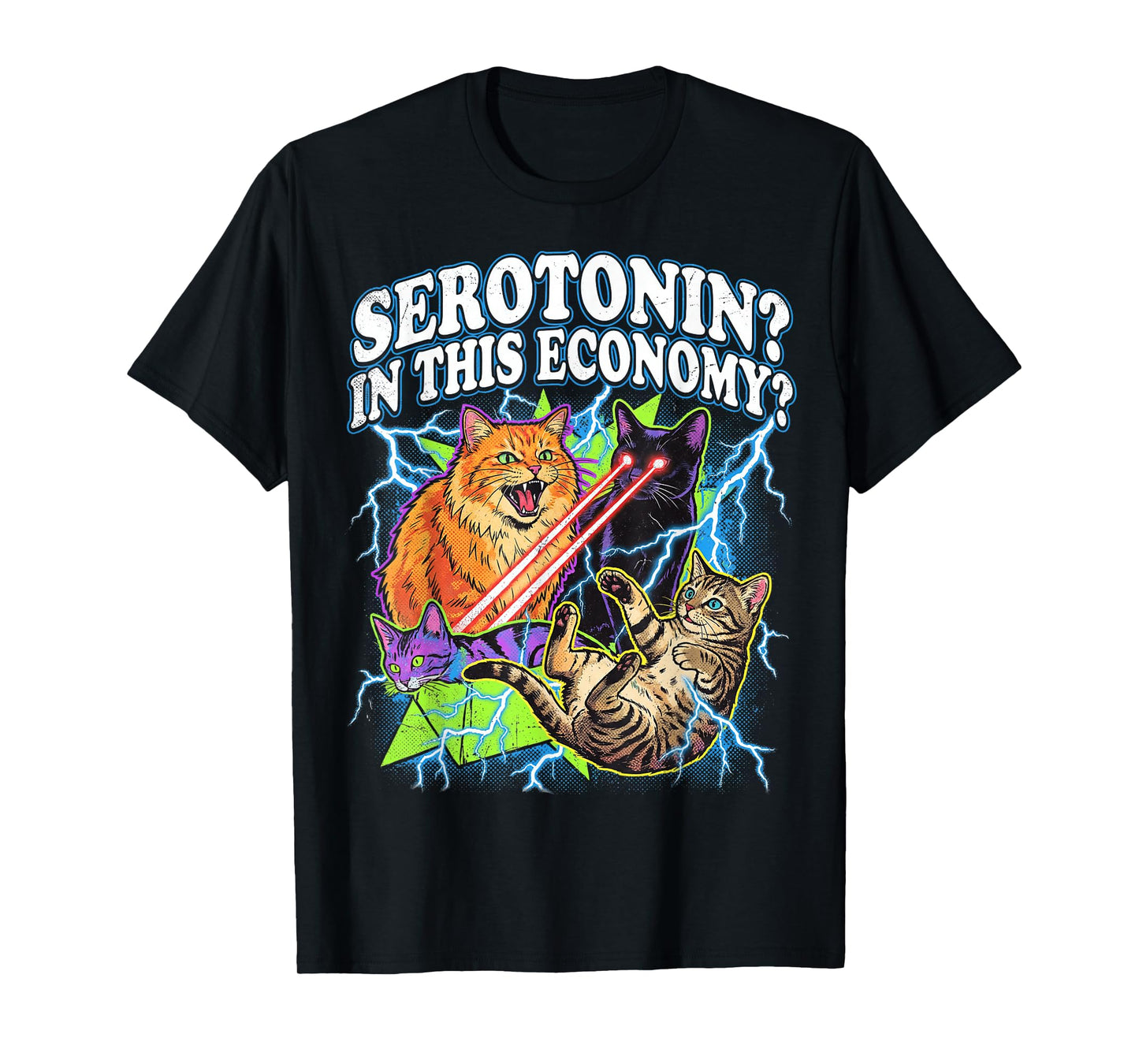 Funny Cat Meme Serotonin in This Economy Sarcastic Design T-Shirt