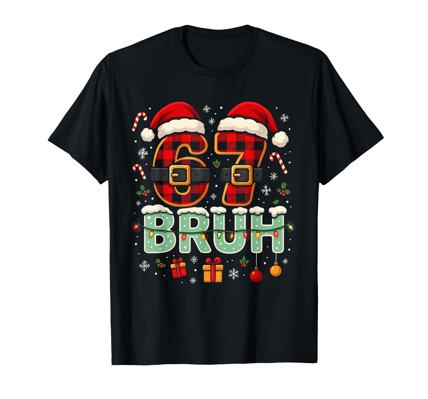 Funny Bruh 67 Six Seven Christmas 6 7 Meme Boy Girl Kids T-Shirt