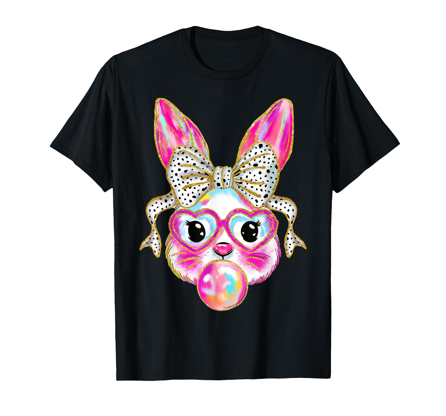 Cute Easter Bunny Bubble Gum Coquette Bow for Girls Women T-Shirt