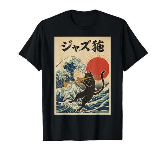 Funny Cat Playing Trombone for Jazz Musician Trombonist T-Shirt