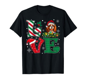 Santa Hat Love Cavalier King Charles Spaniel Dog Xmas Girls T-Shirt